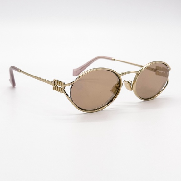 NEW MIU MIU SMU 52Y ZVN20F OVAL WOMEN SUNGLASSES MU52YS ZVN20F GOLD MU 52YS main image 7